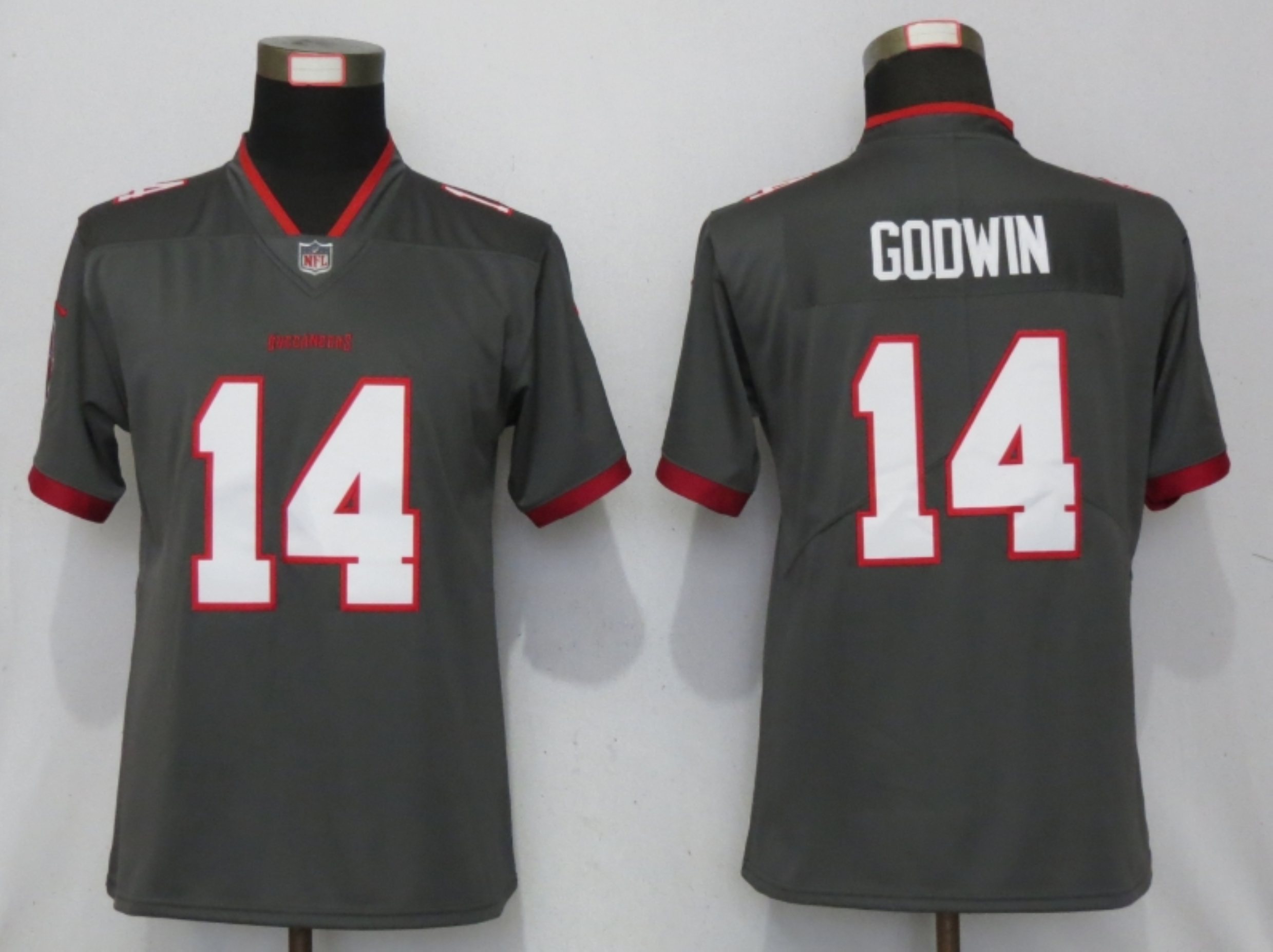 Women New Nike Tampa Bay Buccaneers #14 Godwin Nike Pewter Alternate Vapor Elite Playe->new england patriots->NFL Jersey